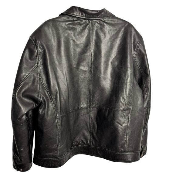 Saddlebred Black Leather Bomber Ranch Cowboy Pilot Lined Pockets Jacket Size XL - Picture 2 of 7